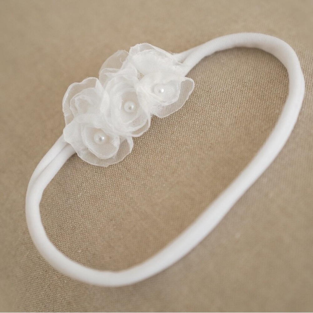 Elegant White Floral Newborn Baby Headband